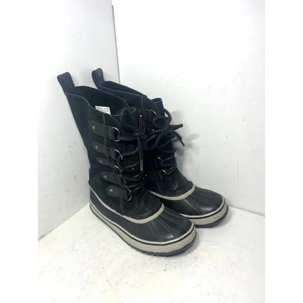 Sorel Joan of Arctic Waterproof Winter Snow Boots Black Suede Leather NL3481-010